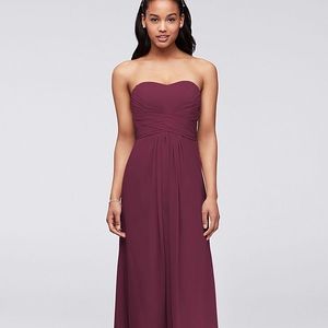 Davids Bridal Long Strapless Chiffon Dress